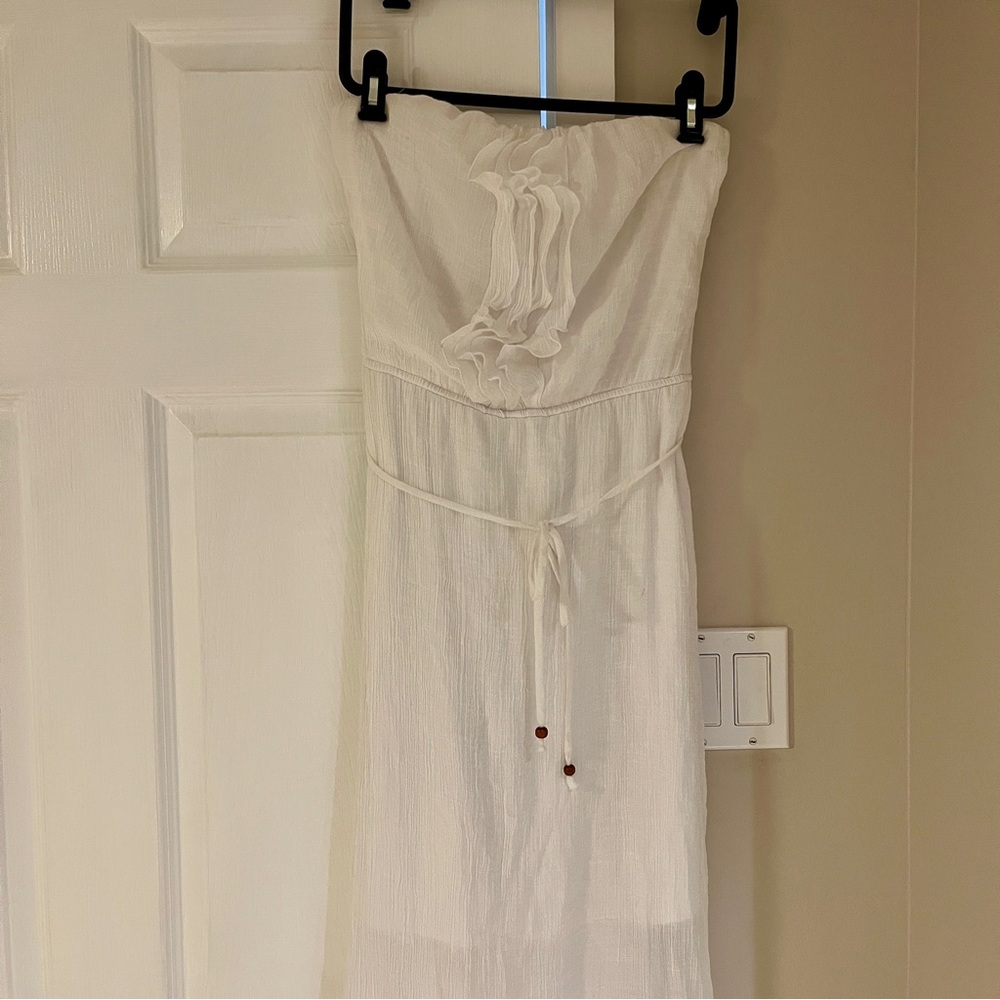 Maurices Strapless White Dress with Tie Detail Size M
